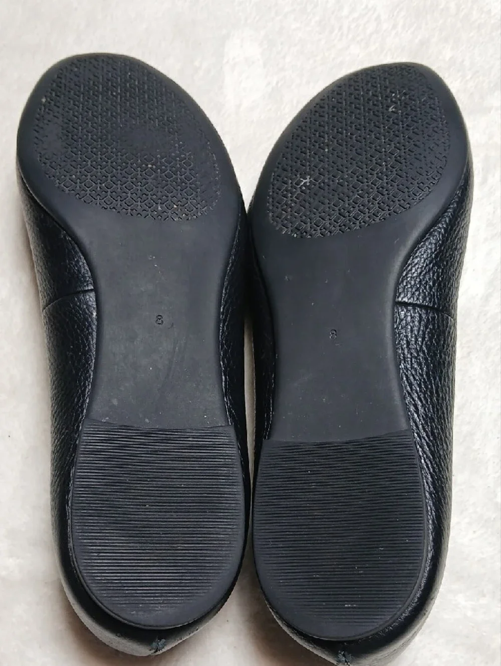 Tory Burch Black Leather Ballet Flats with Gold Logo Size 8